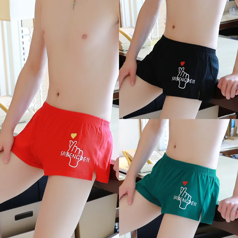 Men's underwear pure cotton loose boxer briefs breathable large size shorts net celebrity trend personality arrow pants red