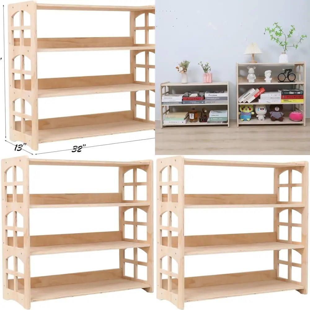 رف كتب مونتيسوري، رف ألعاب، منظم تخزين للأطفال، أرفف كتب للألعاب، غرفة أطفال، قوية وآمنة، فصول خشبية للأطفال الصغار #1