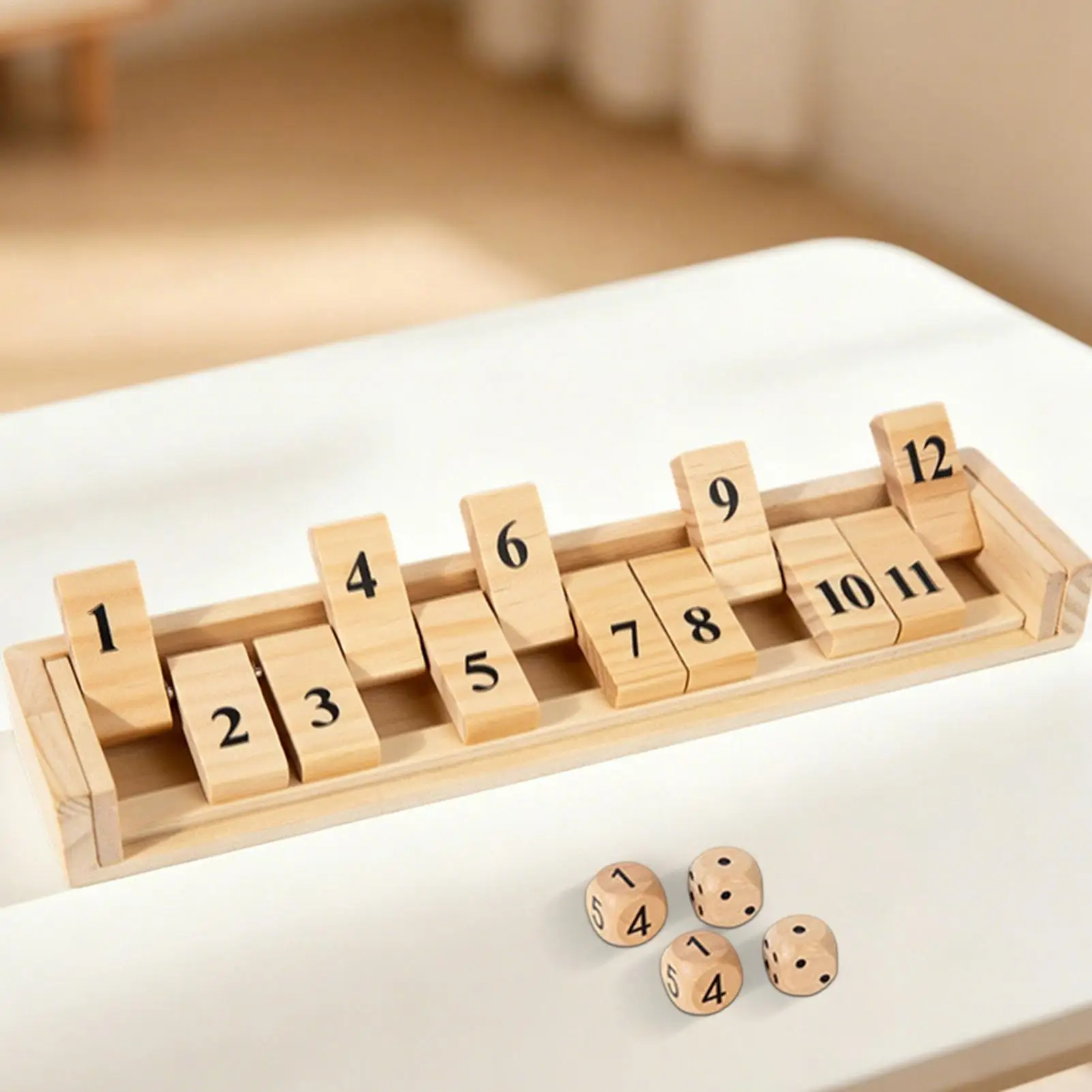 1-12 Number Lock Box Wooden Game Children Family Math Board Game Classic Bar Dice Game Portable Travel Puzzle Board Game Wood