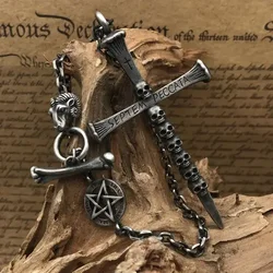 1PC Outdoor Multifunctional EDC Handheld Cross Pendant for Men's Necklaces, Self-defense Gothic  Accessories Chain