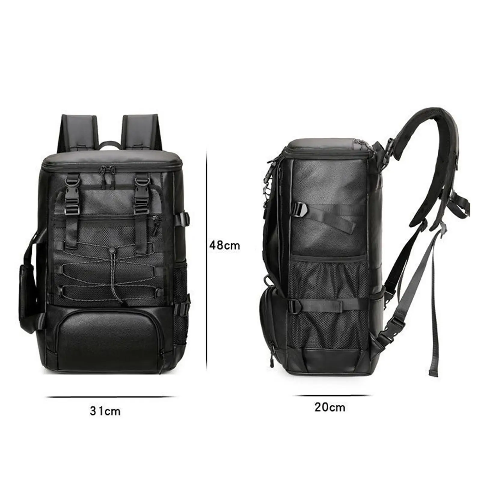 Skateboard Backpack Pouch PU Leather for Men Multifunctional Laptop Backpack