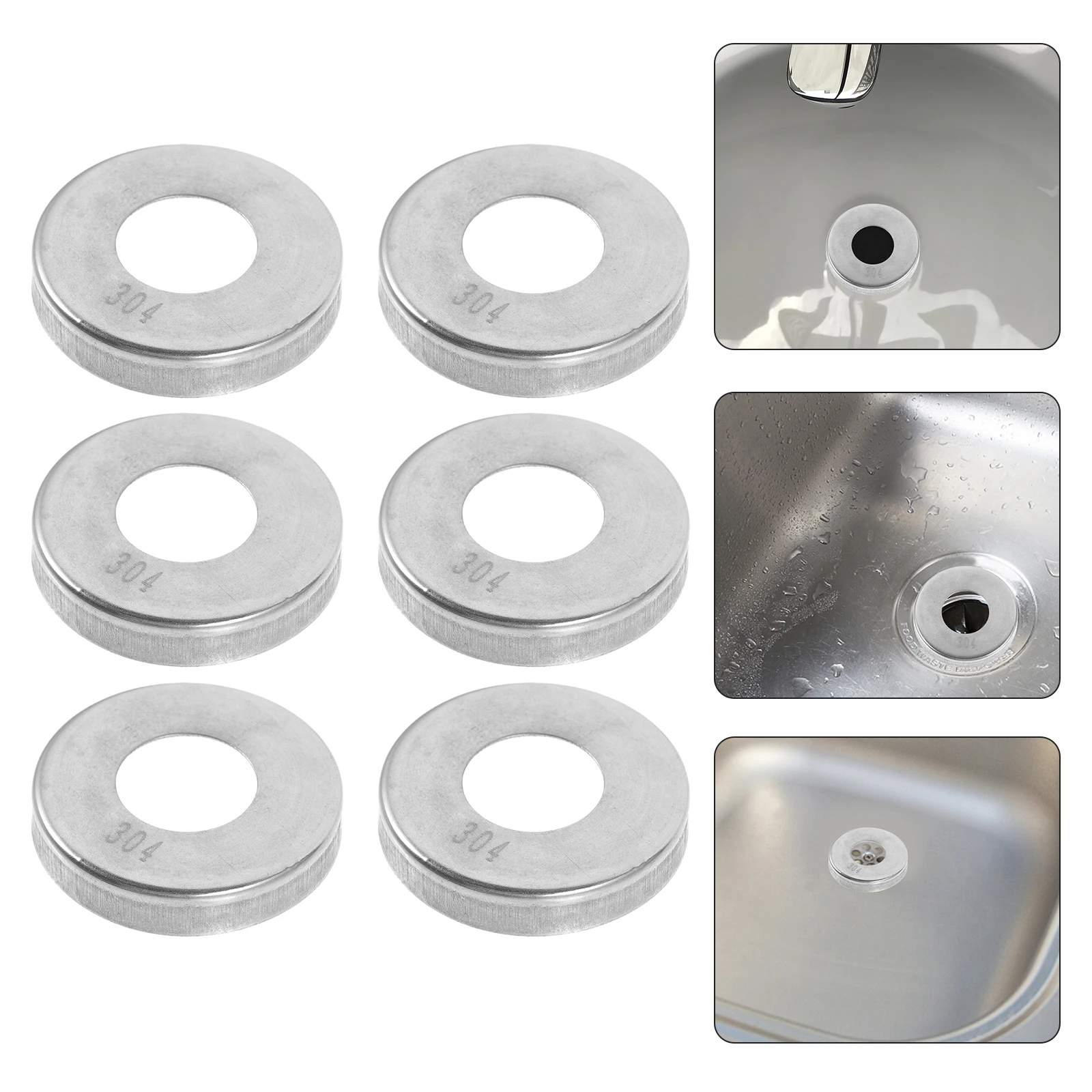 

6pcs Stainless Steel Drain Pipe Hole Covers Escutcheon Plates For Bathroom Wall Post Flange Cover Plates Rust Resistant Plumbing