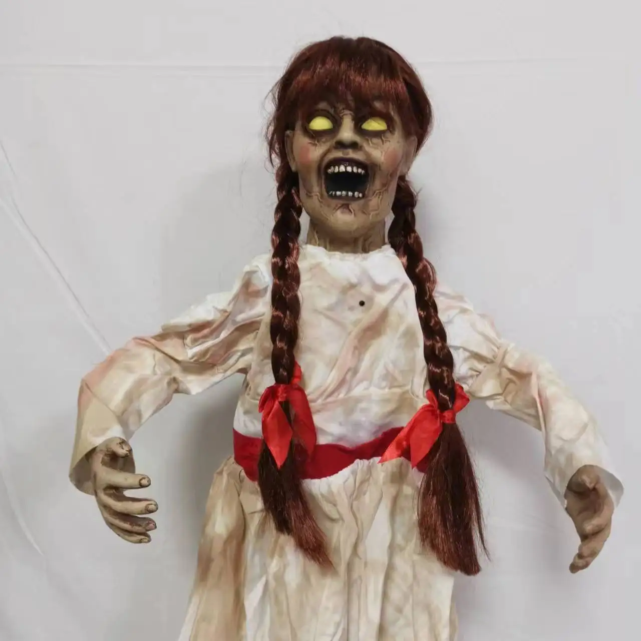 

Halloween horror glow hideous double ponytail girl ghost festival horror party haunted house decoration props