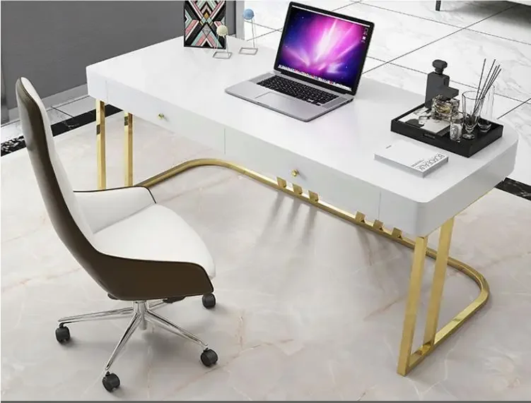 Mesa de tablero grande de mármol de nuevo diseño, escritorio para ordenador, escritorio de oficina Simple y moderno para jefe, escritorio del presidente