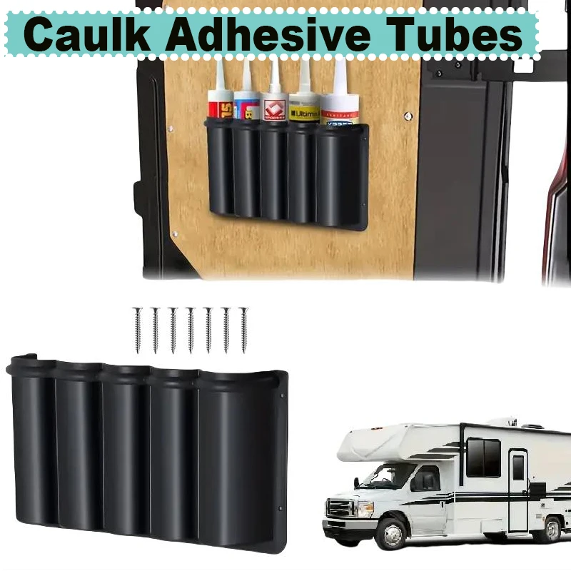 

5-Tube Caravan Door Spray Storage Box Black Durable Storage Pocket Fit For RV Doors RV Accessory Holder For RV Van Tool Storage