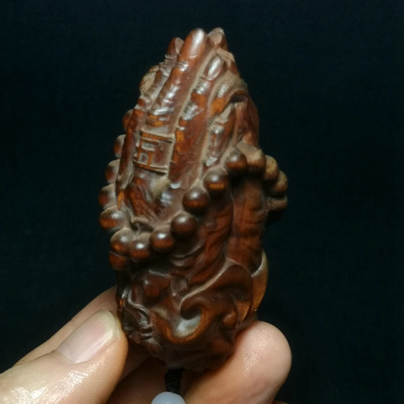 YIZHU CULTUER ART Size 2.5 Inch Old Chinese Boxwood Wood handmade Pi Xiu figure statue collectable art decoration Gift