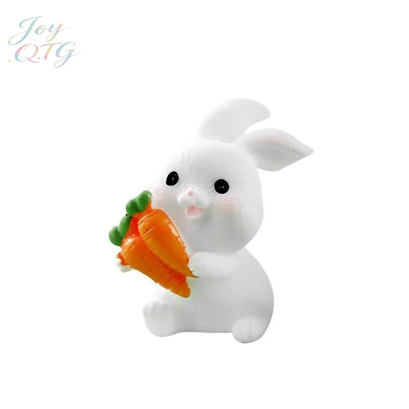 Hot New 5Pcs Mini Rabbit Resin Figurine Cute Cartoon Animal Statue Tiny Landscape Ornament For Micro Garden Easter Decoration