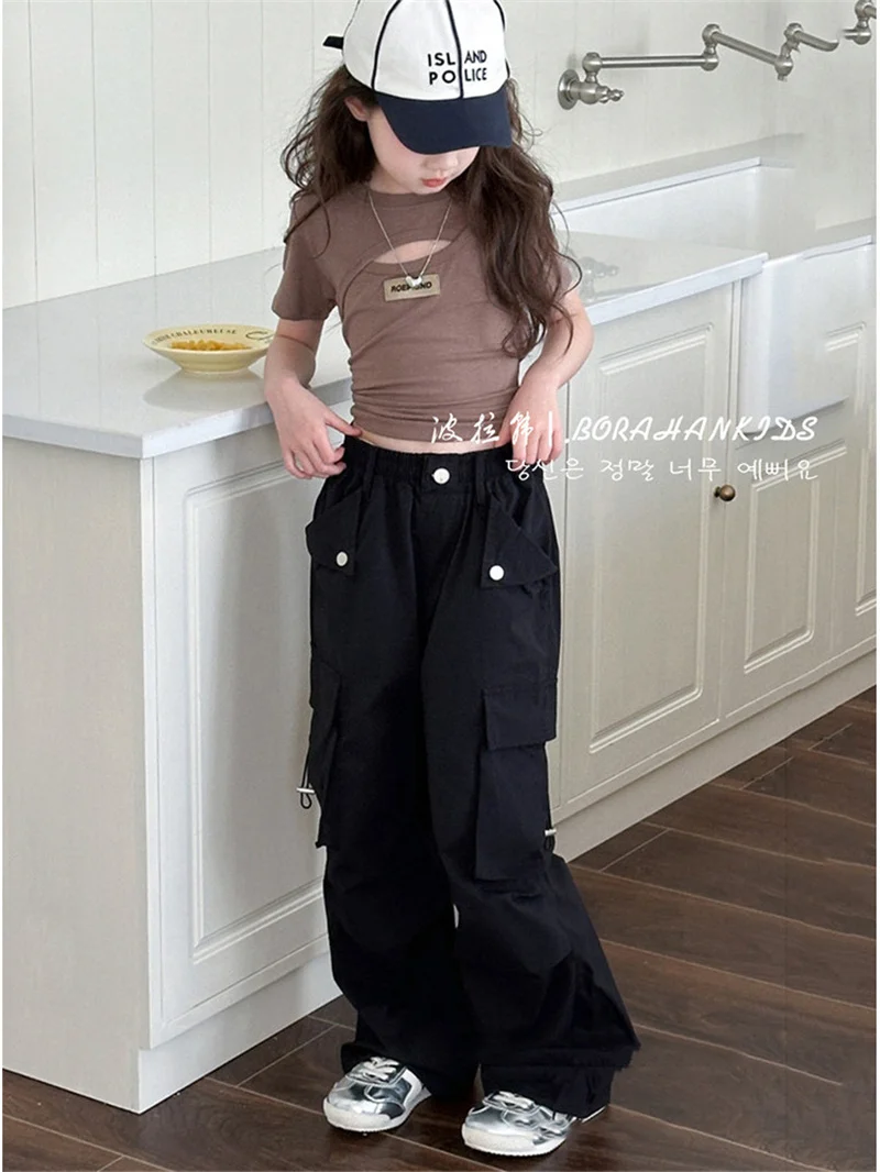 Girls Pants Spring Kids Hip Hop Pants Summer Children\'s Streetwear Casual Trousers Autumn Fashion Teen Large Size Sweatpants