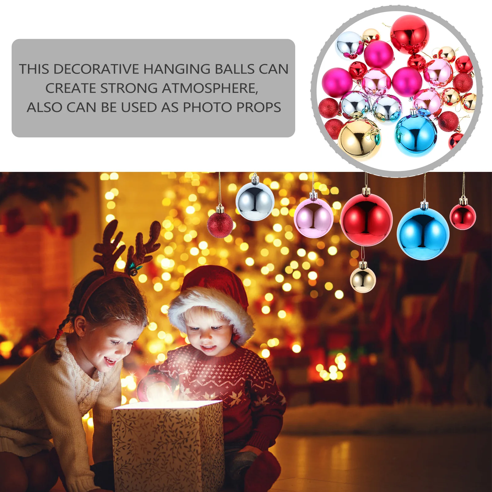 

1 set Christmas Ball Decorations Plastic Ornaments for Tree Home Garden Party Festive Hanging Balls Christmas Supplies