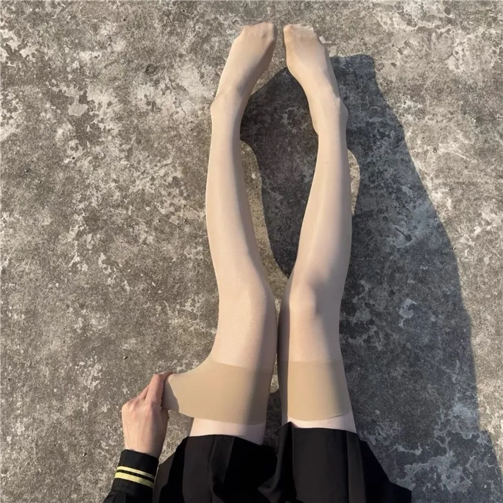 

High Elastic Silk Stockings Wide Edge Breathable Pearly Lustre Stockings Multi-color Sheer Over Knee Socks Daily Use