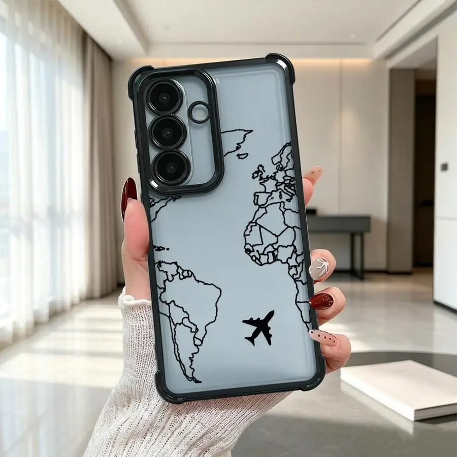 World Map Flight Case for Samsung Galaxy A21s A37 A26 A16 A15 A57 A24 A27 A13 A35 A36 A25 A33 A52 A17 Phone Cover