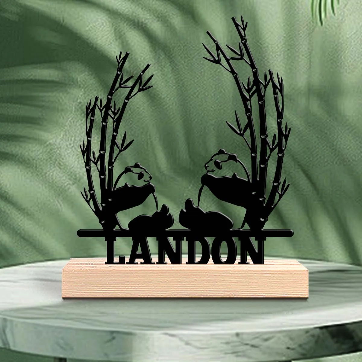 1pc Interesting Desktop Metal Statues Custom Content With Wooden Base Desk Ornaments for Study Rooms,Bedrooms,and Offices