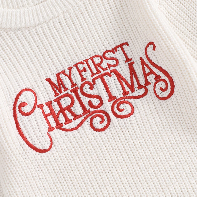 Cathery Christmas Baby Knitted Romper Winter Warm Newborn Sweater Bodysuits Letter Embroidery Long Sleeve Girls Boys Knitwear