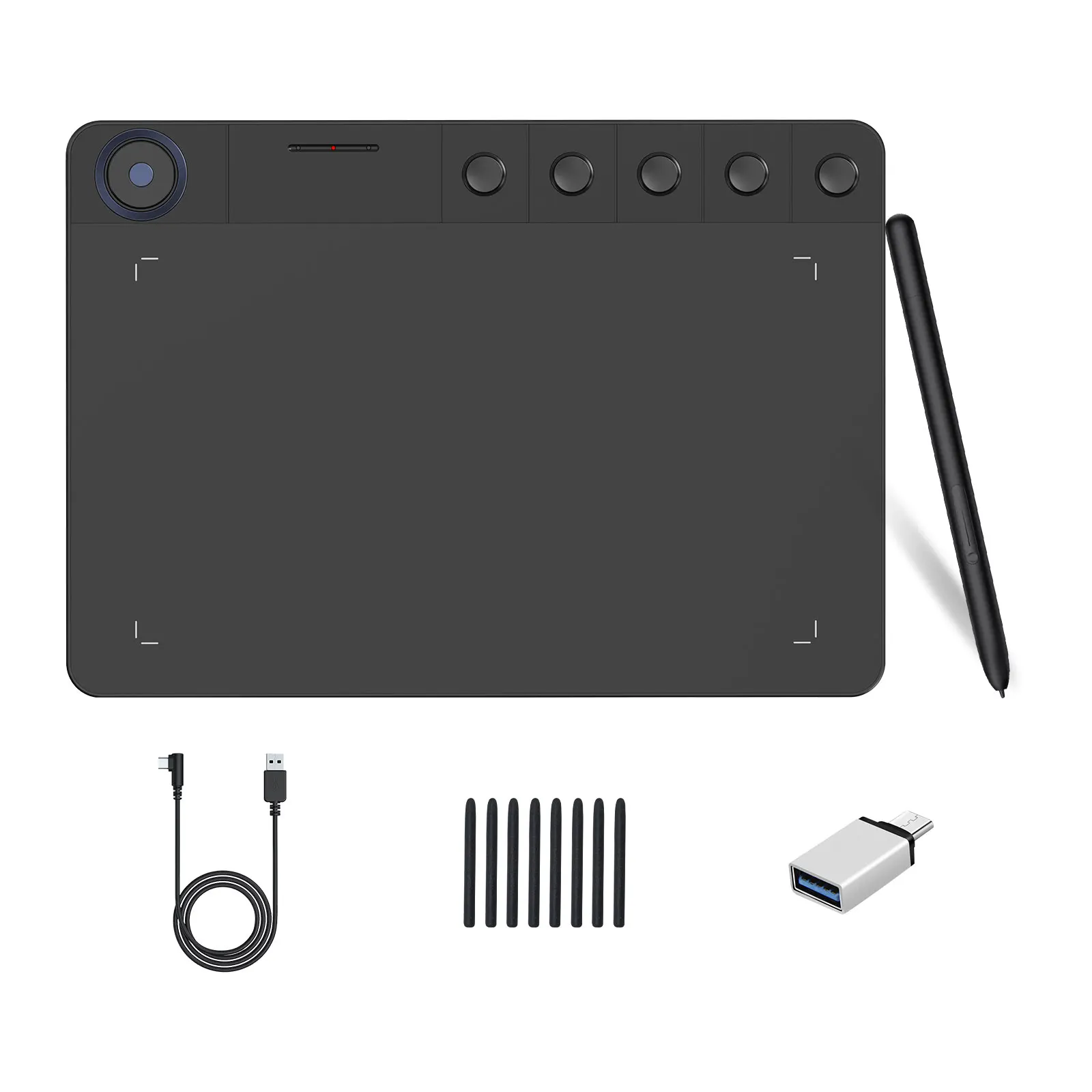

Drawing Tablet with Scroll Wheel 5 Customized Keys Battery-Free Stylus 60° Tilt Support for Digital Art, Design, 9x5inch Graphic