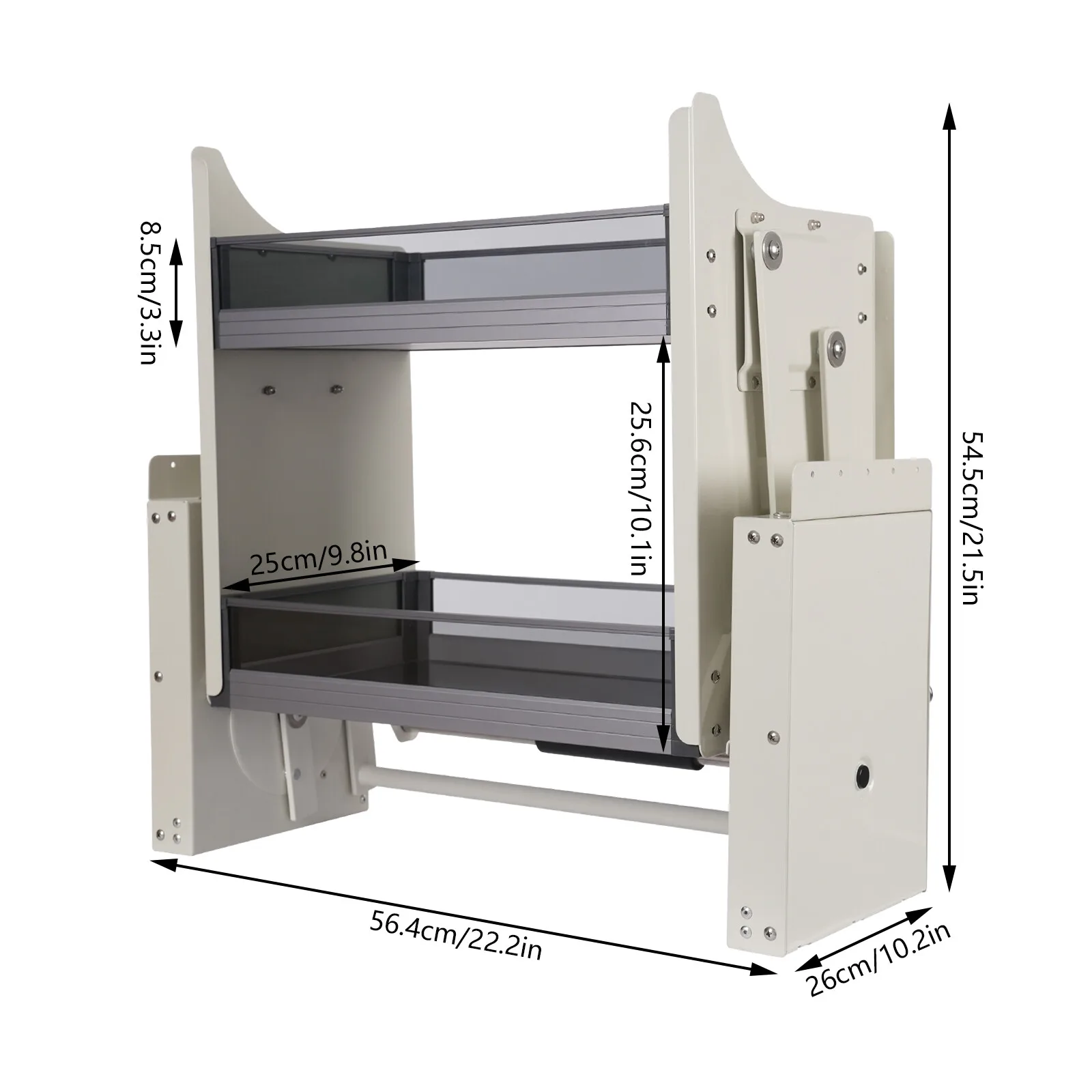 2-Tier Upper Cabinet Pull-Down Rack Labor-saving Storage Rack Minimalist Appearance Cabinet Organizer With Raised Guardrails