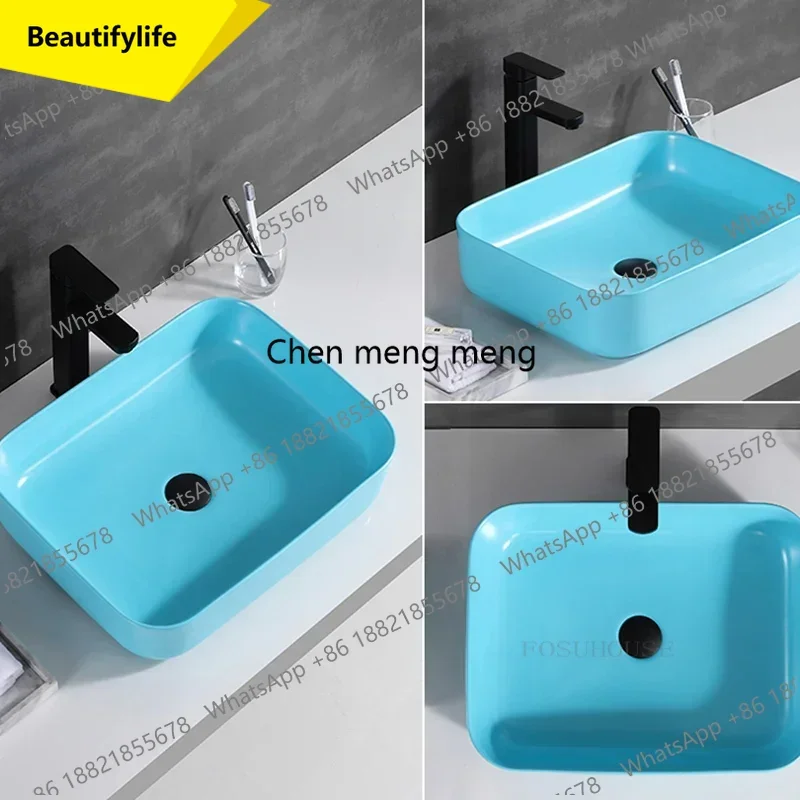 

A17 Simple Rectangular Washbasins Kitchen Sink Modern Home Bathroom Sinks Ceramic Above Counter Basin Household Toilet Washing