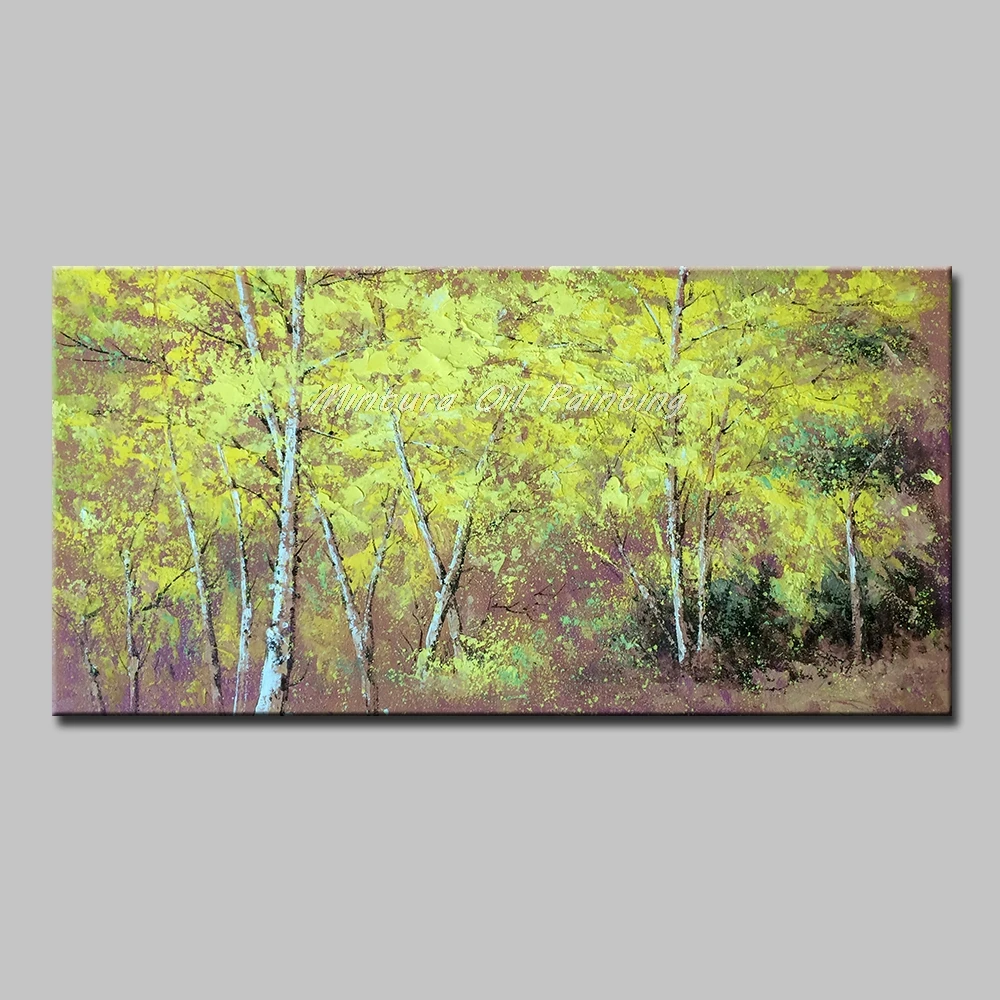 

Mintura Oil Paintings Art Hand-Painted Acrylic Canvas,Art Pictures Room Decor A Lot of Trees Hotel Decor Office Decor No Framed