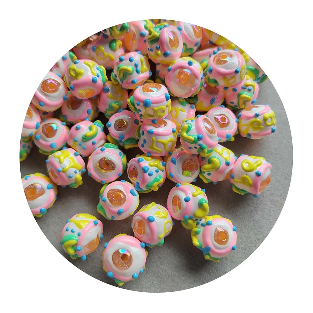 

Cute Hand Painted Drop Oil Bead Plated DIY Handmade Bracelet Necklace Mobile Phone Chain Material Jewelry Accessories