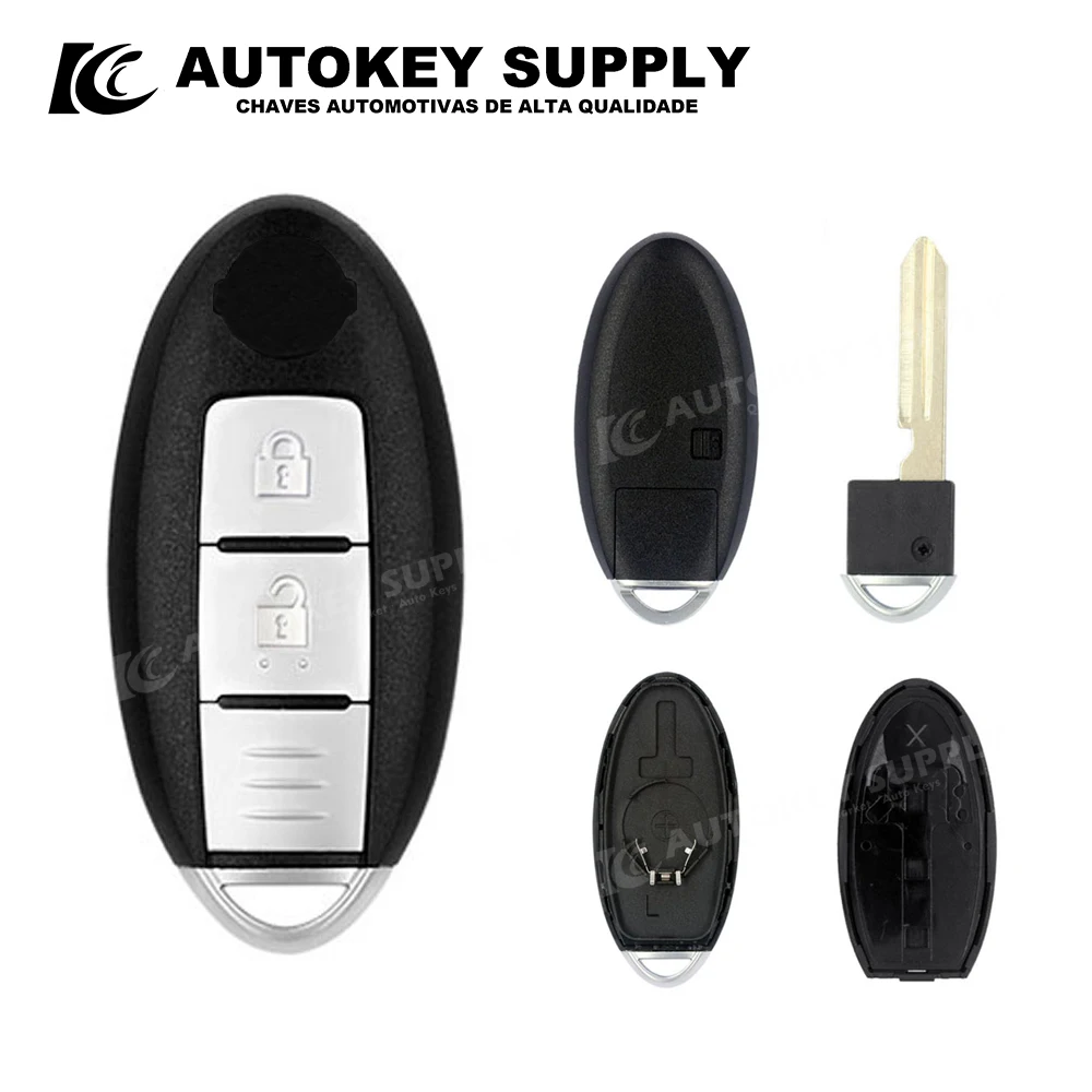 ForNissan Smart Card Key Shell 3+1 Buttons Without Card Slot (Battery Holder On The Middle)(With Logo)   Autokeysupply AKNIS259