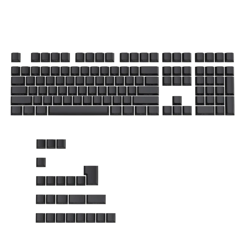 KUXM Black ABS 131-Key Side-Engraved Illuminated OEM Profile Keycaps Ready to Ship