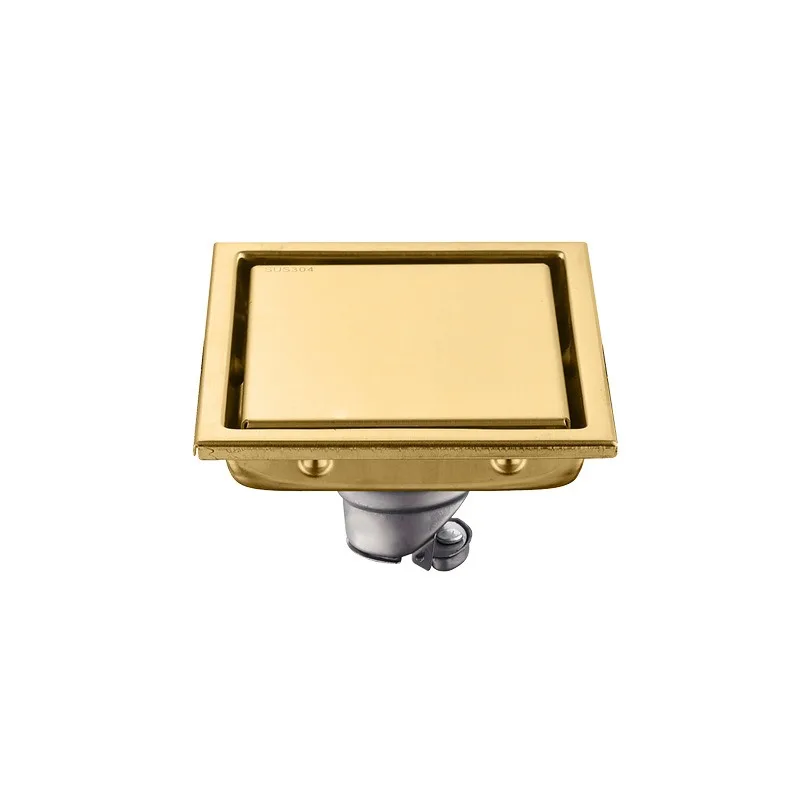Invisible Square Floor Drain Golden Shower Room Large Drainage Stainless Steel Odor-proof Extended Strip Hidden Floor Drain