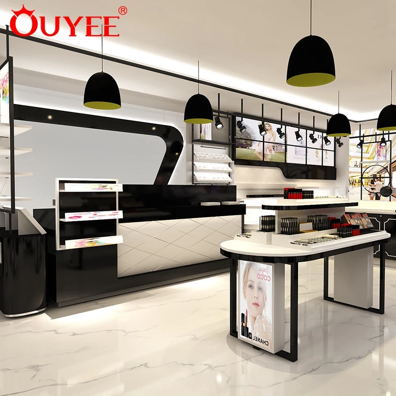 Customized-retail furniture store wooden counter make up Shop cosmetic display shop interior design