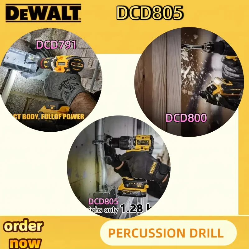 Dewalt compacto sem fio broca motor sem escova chave de fenda multifuncional unidade casa recarregável ferramentas elétricas