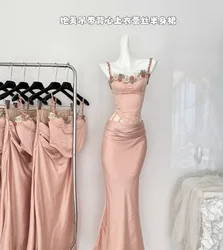 Women's Pink Skirt Sets Vintage Long Skirt Off Shoulder Lace Crop Top Y2k Korean Elegant 2000s New Matching Sets Clothes Summer