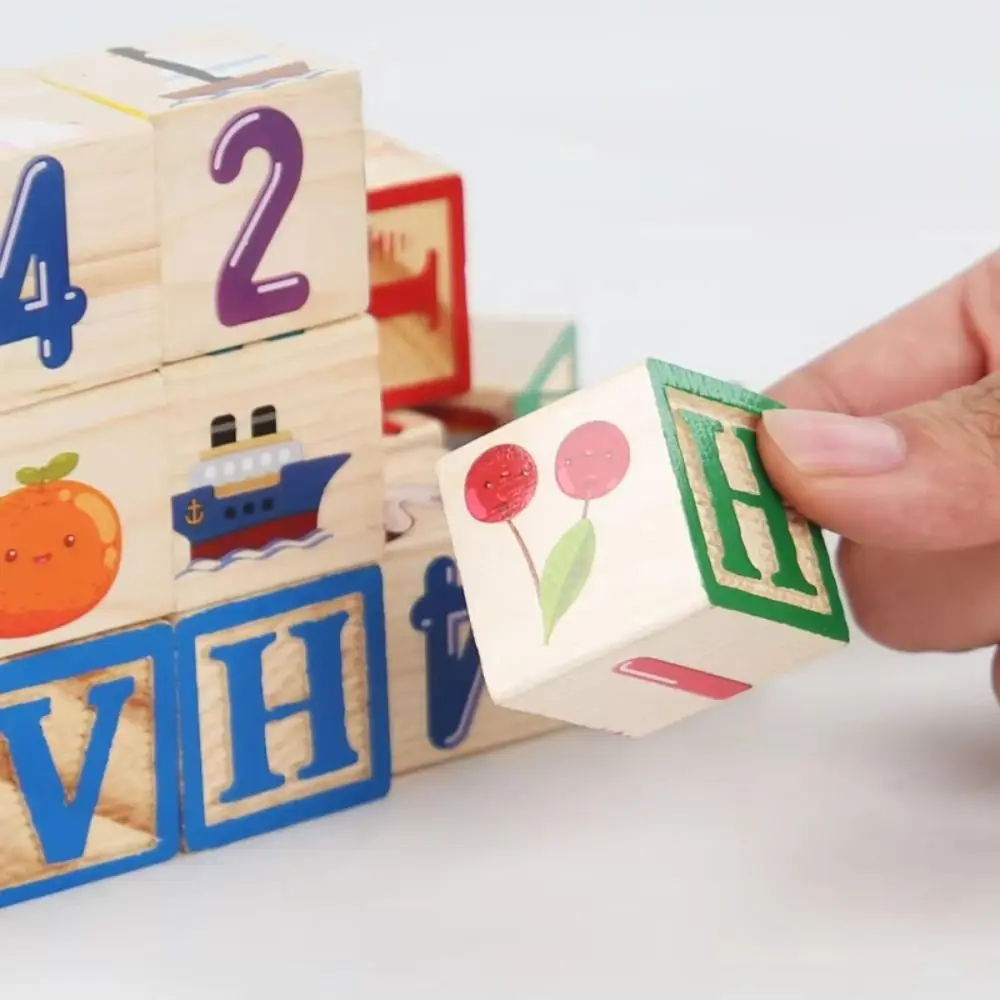 Cognition Learning Wooden Building Blocks Alphabet & Number Motor Skills Letter Cognitive ABC Letter Early Education