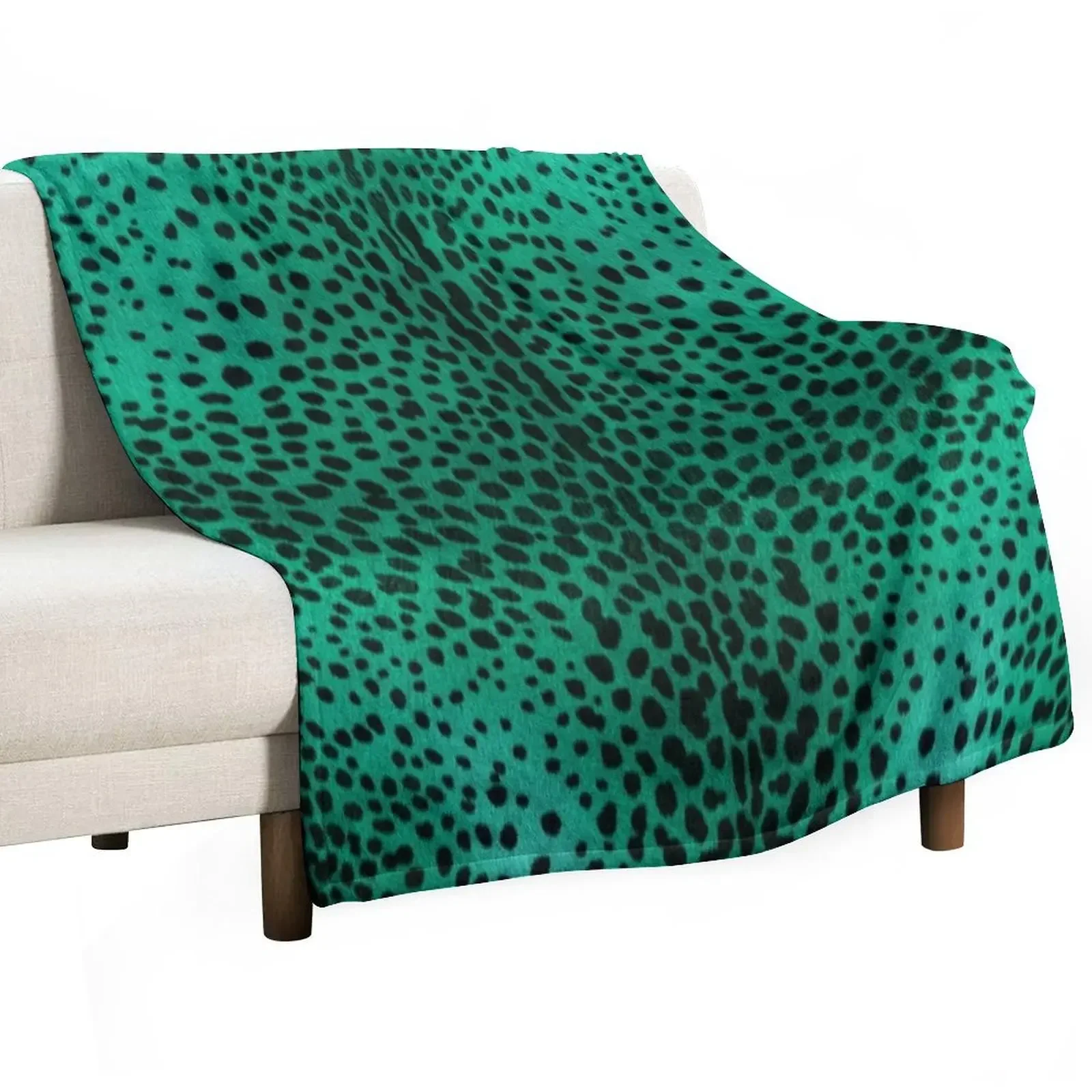 

CHEETAH animal print design in mint colorway Throw Blanket Flannels christmas decoration Softest Warm Blankets