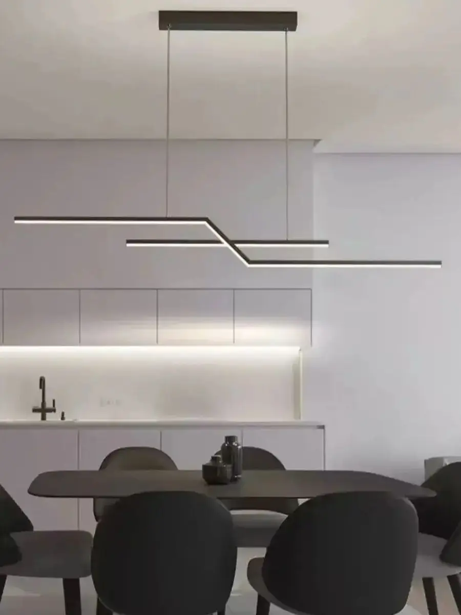 Restaurantlamp modern eenvoudig licht luxe Scandinavische stijl creatieve persoonlijkheid led-barkroonluchter sfeervol minimalistisch Z-vormig - afbeelding 2