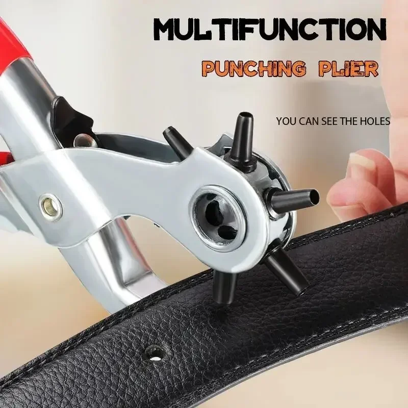 Heavy Duty Hole Puncher 2mm Round Leather Belt Hole Punch Plier Rotatable Universal Handheld Leather Strap Hole Punch Tool