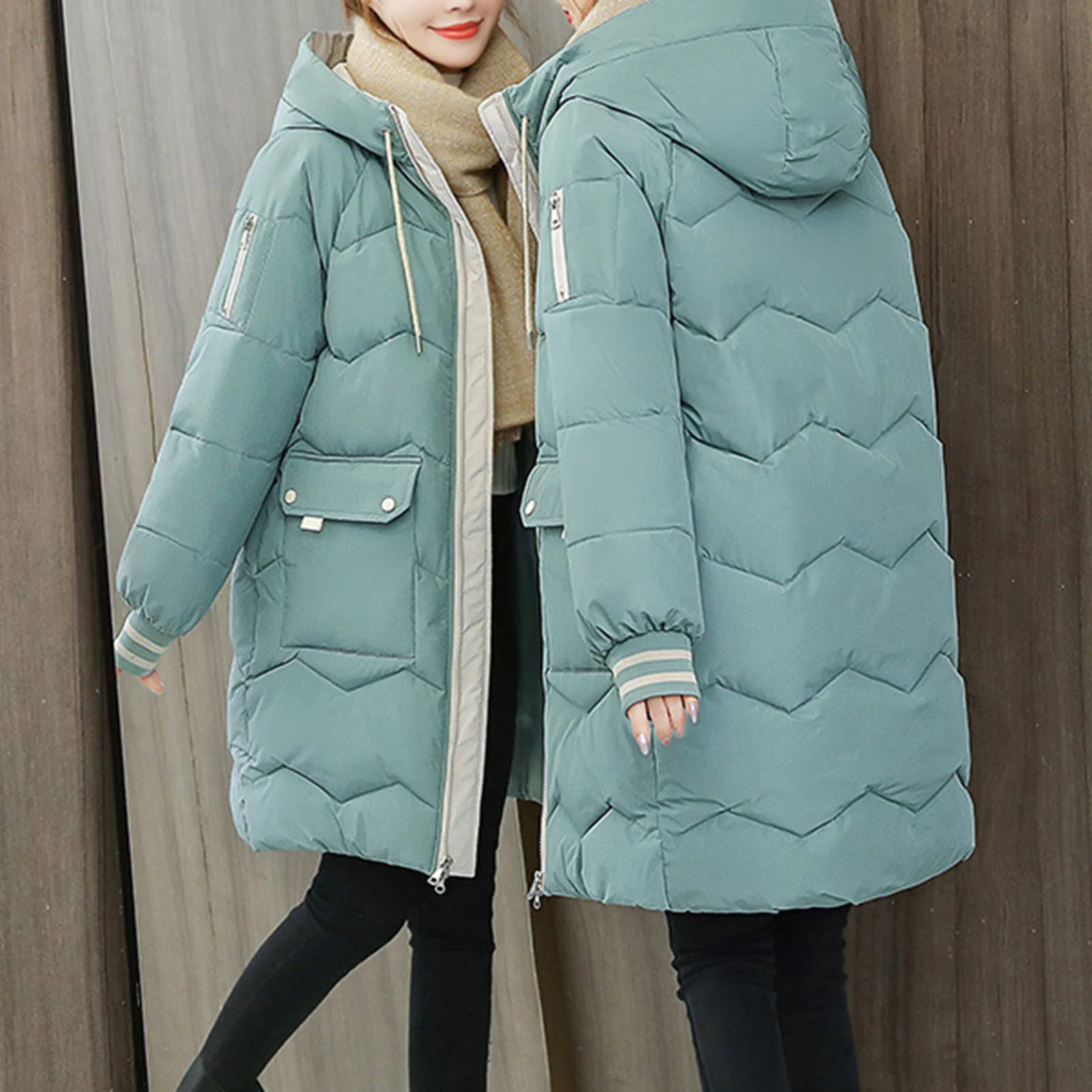 Manteau à capuche matelassé à manches longues pour femmes, veste rembourrée en coton, vêtements d'extérieur pour temps froid, hiver