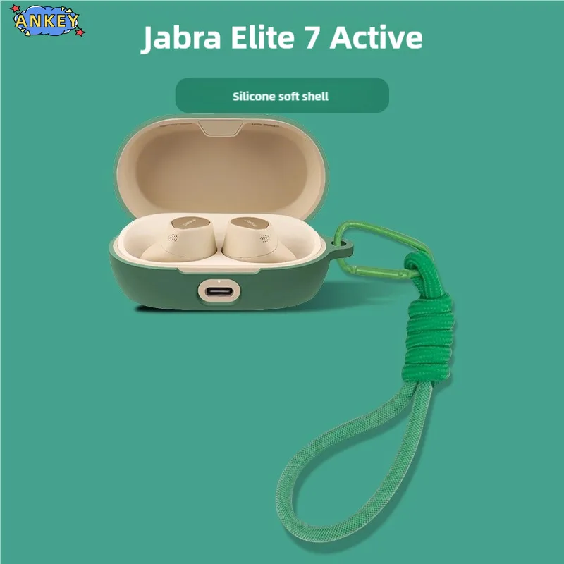 for Jabra Elite 7 Active Case Soft Protective Cover Nylon Lanyard Jabra Elite7 Pro Shells Sleeve Hand Rope Strap Accessories