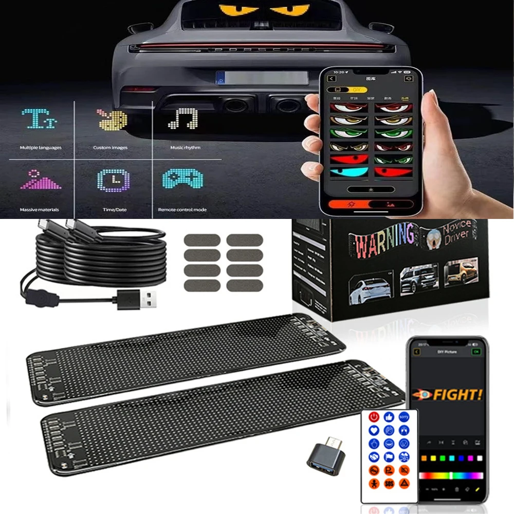 

App Control Scrolling Advertising LED Sign Devil Eyes RGB Screen Light for Truck USB Text Pattern Programmable Display Car Panel