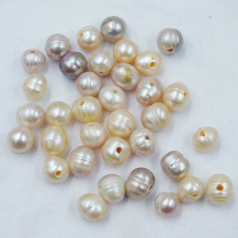 300PCS/LOT 。 10MM large hole and 2MM hole natural freshwater pearl loose beads. Pink/Purple Mixed Random Send