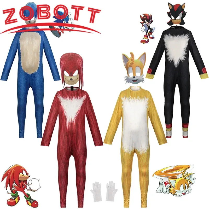 

Cartoon Kid Sonic Series cosplay characters Children Cartoon Cute Jumpsuits Mask Suit for Boy Halloween Stage Perform Costume