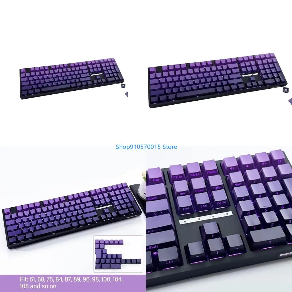 B95C Purplee Gradients Keycaps 134Keys Double Shot Side Print Backlit Keyset, Dye Sublimation, Widely for 60 80 61 64 68 75