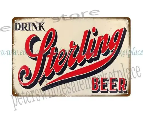 Sterling Beer tavern pub brewery metal tin sign cafe pub wall art living room