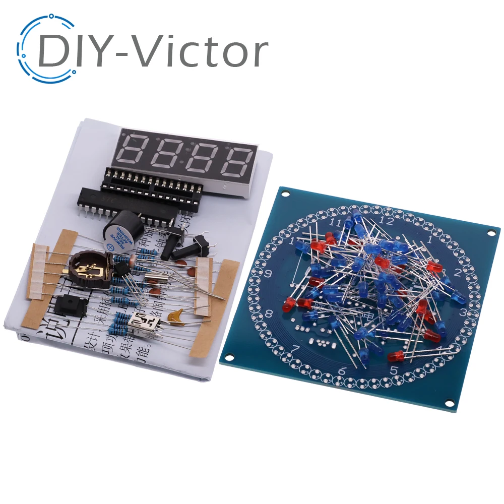 Rotating LED Display Alarm Electronic Clock Module Water Lamp DIY Kit Light Control Temperature DS1302 C8051 MCU STC15W408AS