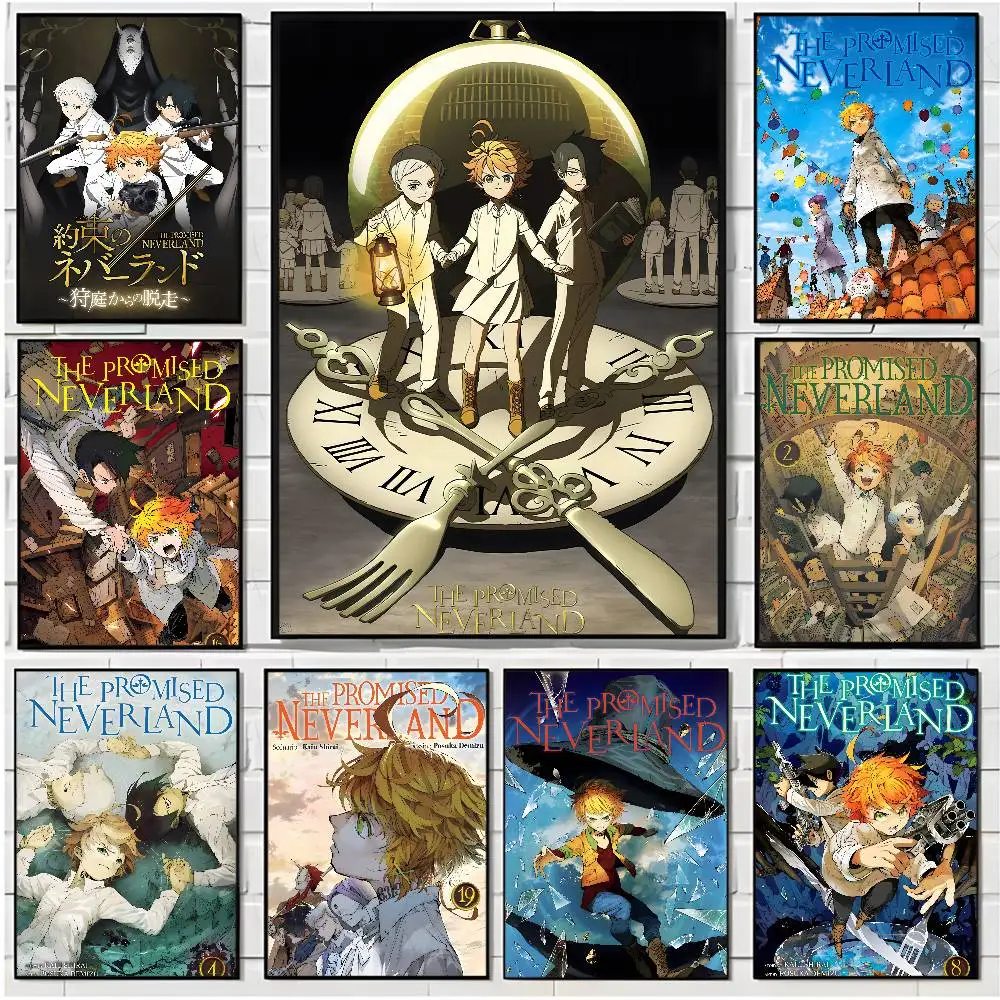 

Retro Anime The Promised Neverland Poster HD art poster for home living room bar office decoration sticky, waterproof