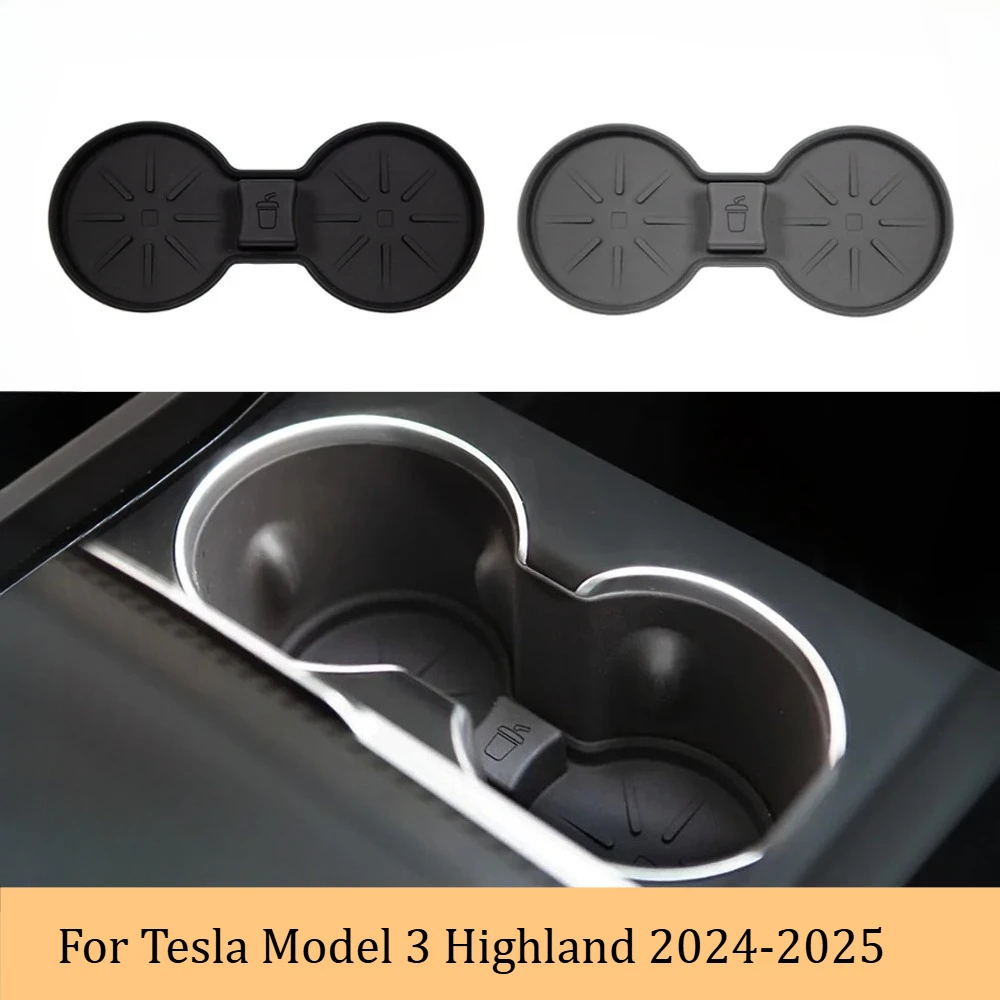 

Silicone Console Drink Insert Non-Slip Slots Pad For Tesla Model Y Juniper Cup Holder Mat 2025 For Model 3 Highland Accessories