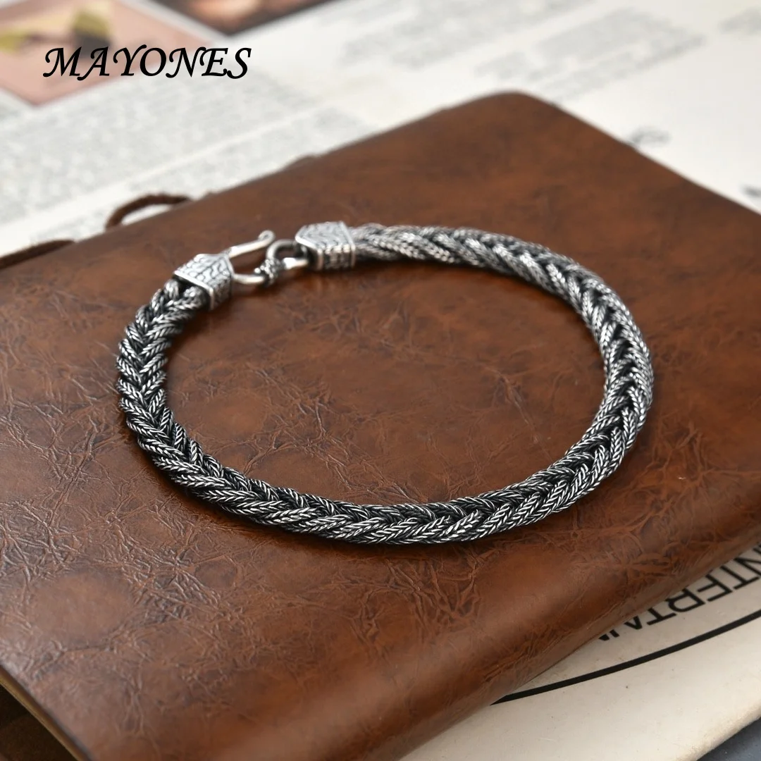 

New 925 Silver Handcrafted Woven Men's And Women's Bracelets With A Retro Light Luxury Design Sense Jewelry