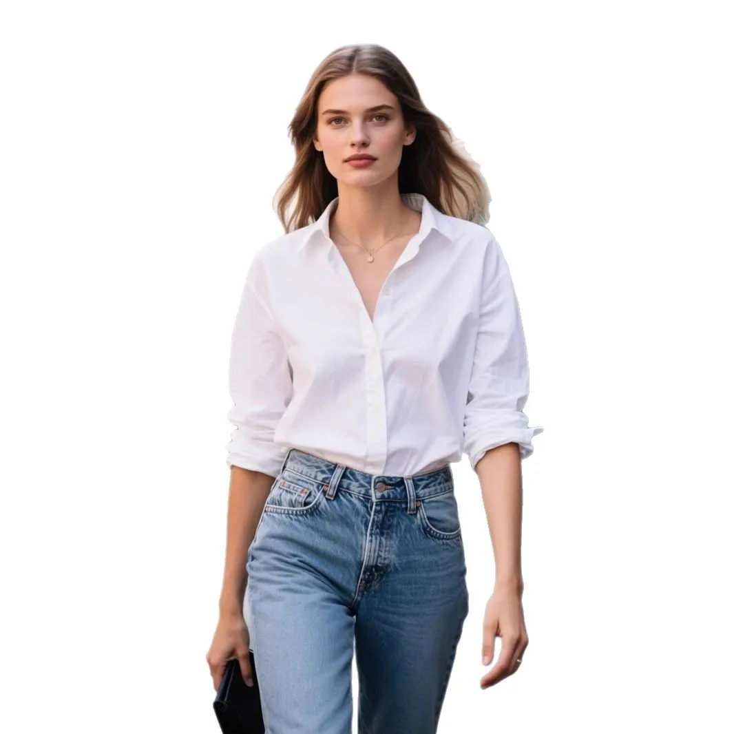 

Новая женская свободная удлиненная блузка с длинным рукавом, белая, повседневная, модная, больших размеров, из полиэстера, для работы и отдыха