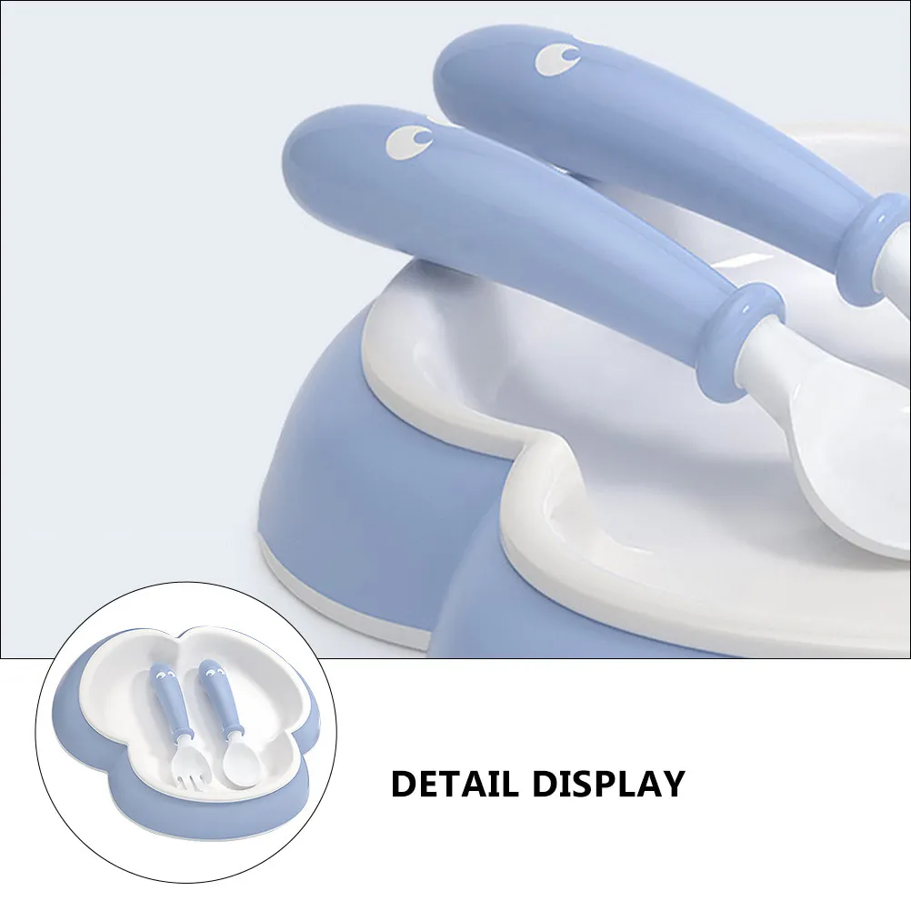 

1Set Baby Dinner Plate Clover Food Holder Made of High-Quality PP ABS Tpe Deepened Food Trough Design Spoon Fork Set for Kids