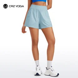 CRZ YOGA Damskie spodenki Casual, z wysokim stanem, bez podszewki, sportowe spodenki golfowe z kieszeniami, nieważne