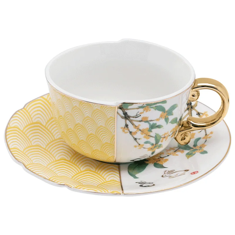 Rabbit Chinese Ceramic Exquisite Classical Coffee Cup and Saucer Set Plate English Afternoon Tea Set Combining Chinese Western