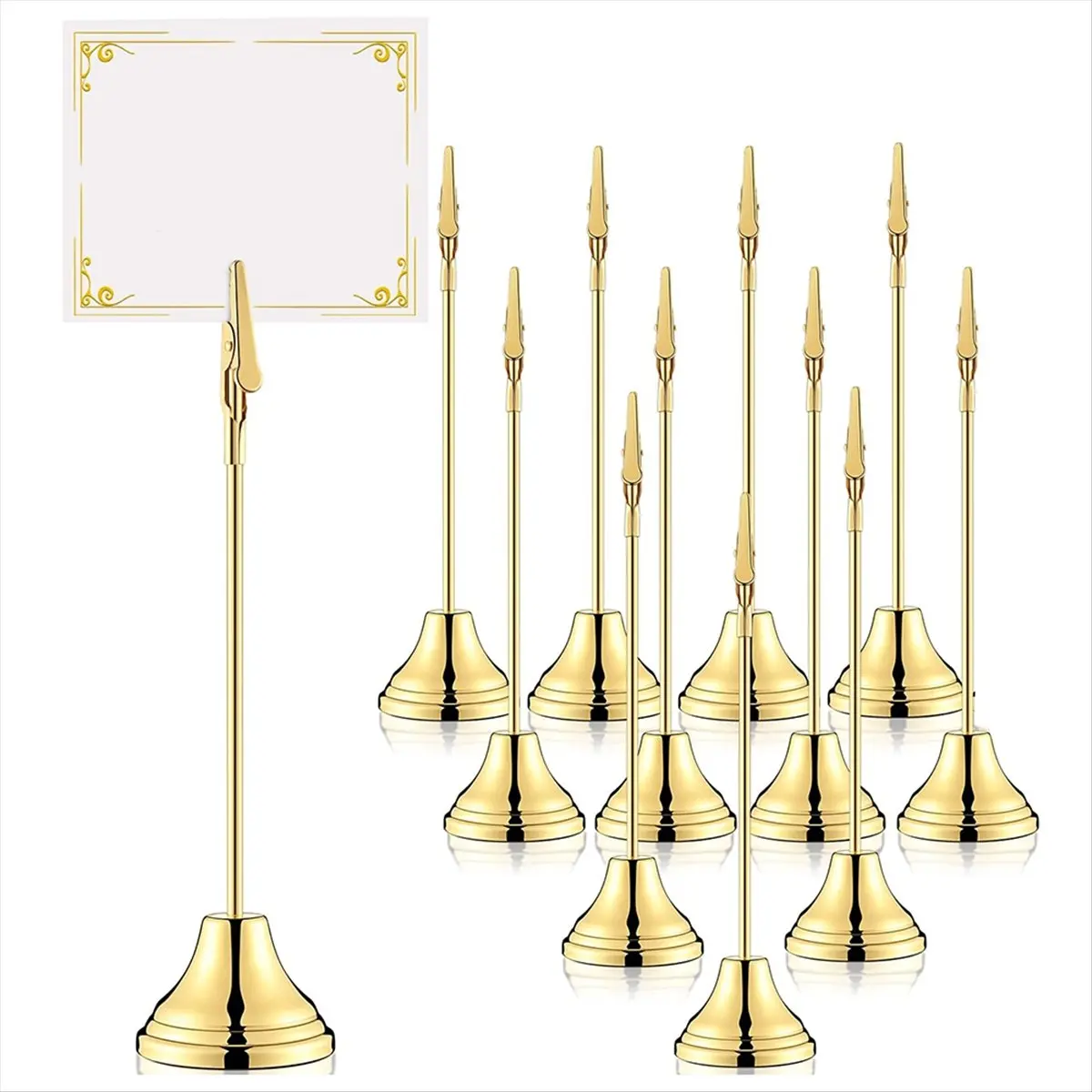 2026 Trend 12Pcs Table Number Holders 9 Inch Place Card Holder with Alligator Clip Metal Table Card Holders Table Number Stands