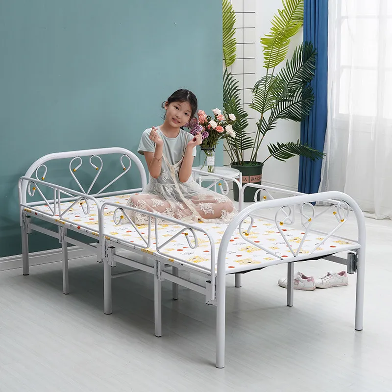 Picture 4: Metal Bed Frame Children's Foldable Kid's Bed with Fence 1.5 M Single Size Wood Slats for Bedroom