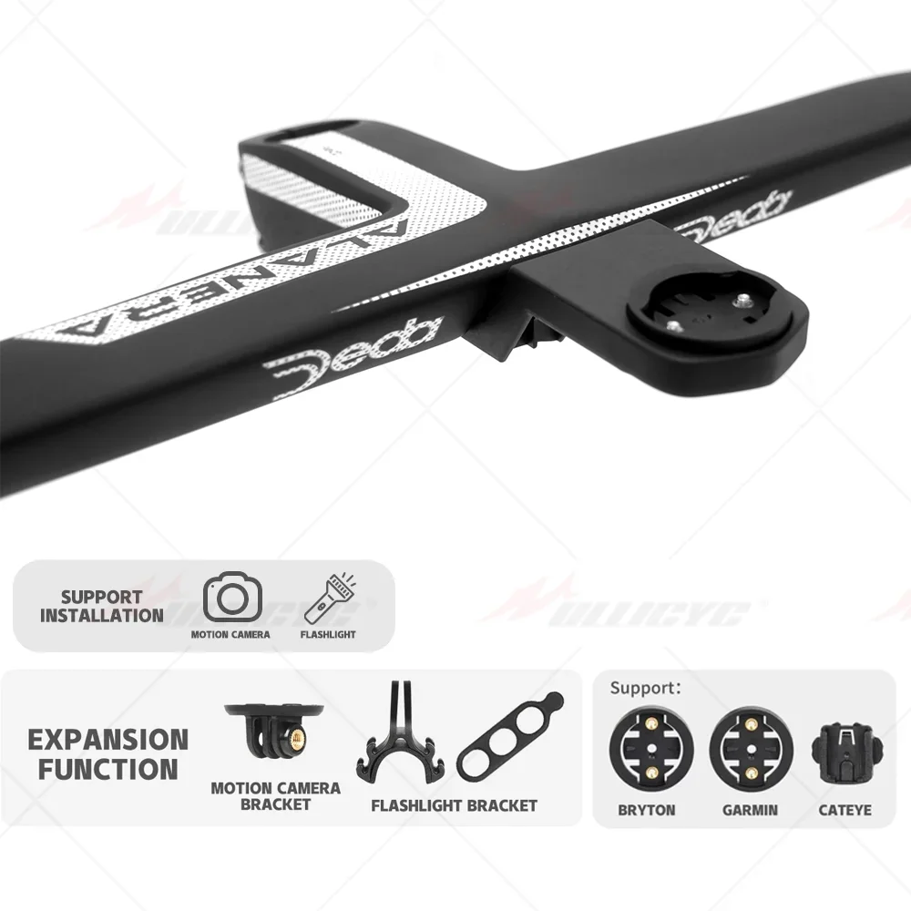 

DEDA ALAENRA White Matte Road 28.6 mm Integrated Handlebar T1000 CARBON Full Internal Wiring Support Di2 with Computer Mount